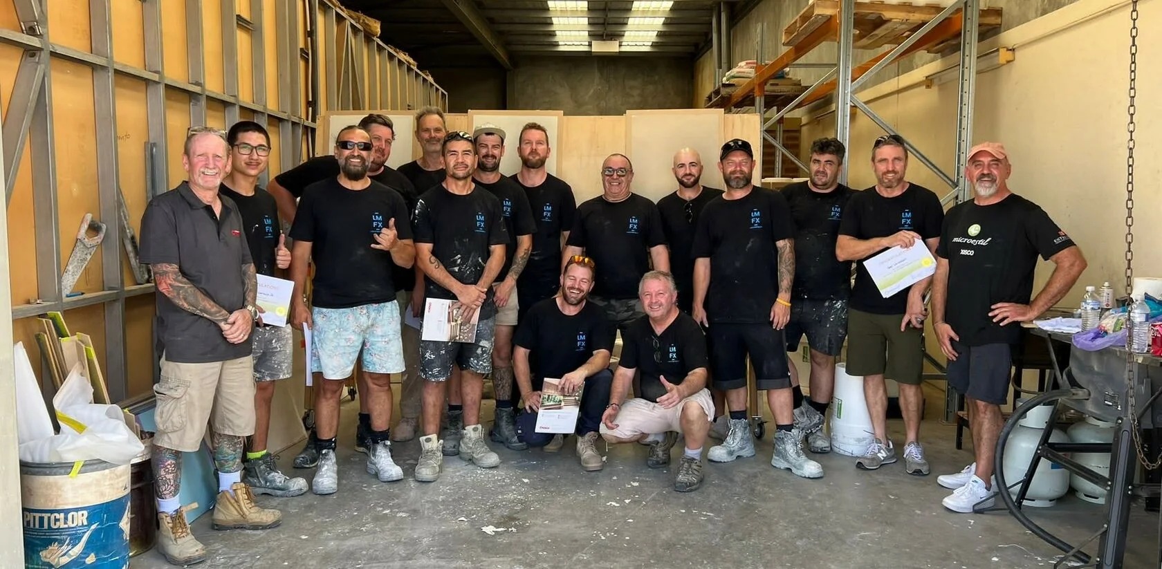 The Cemento trade team at the Malaga training warehouse in Perth